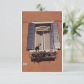 Katze auf einer Venezianischen Fensterscheibe. Dankeskarte (Stehend Vorderseite)