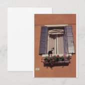 Katze auf einer Venezianischen Fensterscheibe. Dankeskarte (Vorne/Hinten)