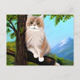 Katze auf einer Zweigniederlassung Art Postkarte