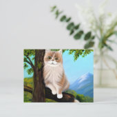 Katze auf einer Zweigniederlassung Art Postkarte (Stehend Vorderseite)