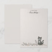 Katze auf einer Zweigstellenkarte mit Namen Dankeskarte (Vorne/Hinten)