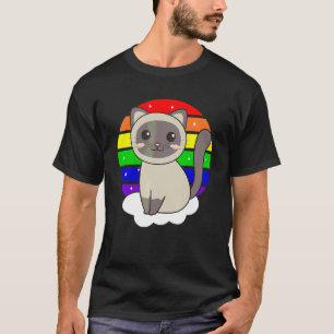Katze auf Einhorn Regenbogen Tiere Süße Einhörner  T-Shirt