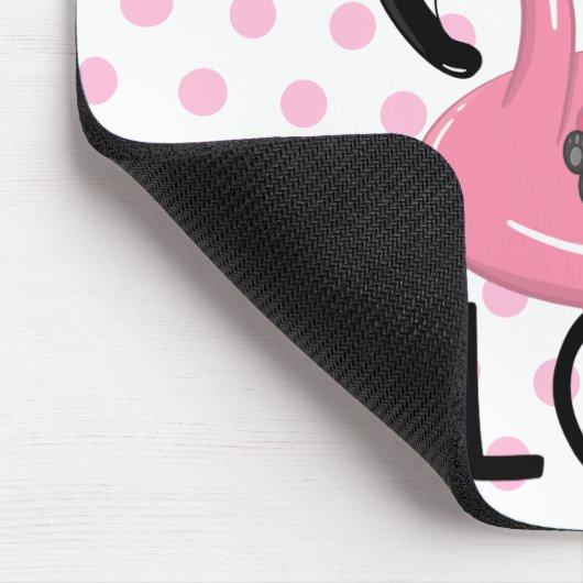 Katze auf Flamingo mit Ananas und rosa Tupfen Mousepad (Ecke)