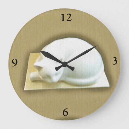 Katze auf Gold Box II Große Wanduhr (Vorderseite)