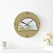 Katze auf Gold Box II Große Wanduhr (Zuhause)