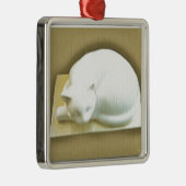 Katze auf Gold Box II Silbernes Ornament (Rechts)