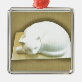 Katze auf Gold Box II Silbernes Ornament