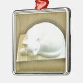 Katze auf Gold Box II Silbernes Ornament (Links)