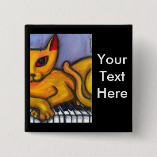 Katze auf Klavier-Tastatur Button