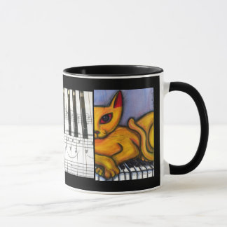Katze auf Klavier-Tastatur Tasse