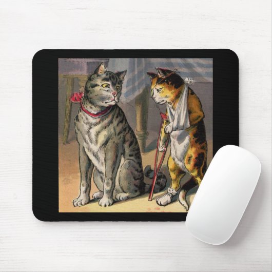 Katze auf Krücken Mousepad (Mit Mouse)