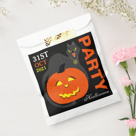 Katze auf Kürbis, Halloween Geschenktütchen (Versiegelt)