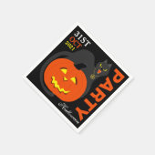Katze auf Kürbis, Halloween-Party Serviette (Ecke)