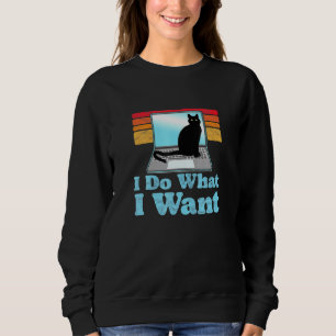 Katze auf Laptop Ich tue, was ich lustigen 80er Re Sweatshirt