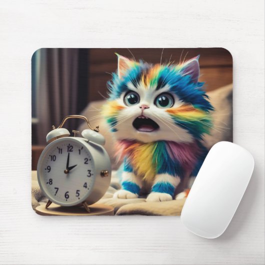 Katze auf Mauspad mit Wecker (Mit Mouse)