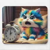 Katze auf Mauspad mit Wecker (Vorne)