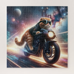 Katze auf Motorrad Puzzle