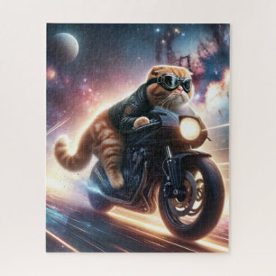 Katze auf Motorrad Puzzle