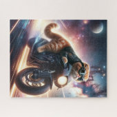 Katze auf Motorrad Puzzle (Horizontal)