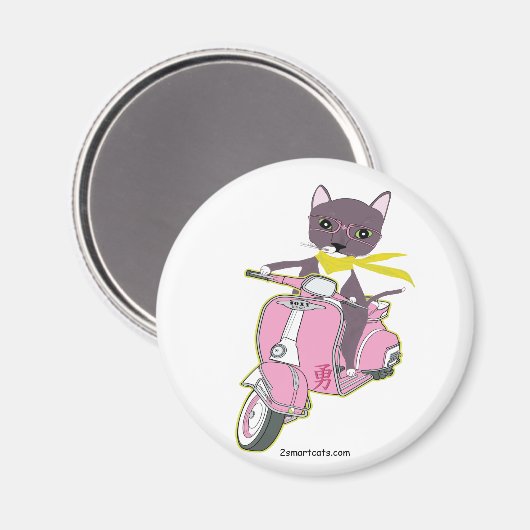 Katze auf rosa magnet (Vorderseite/Rückseite)