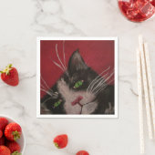 Katze auf roter Serviette (Beispiel)