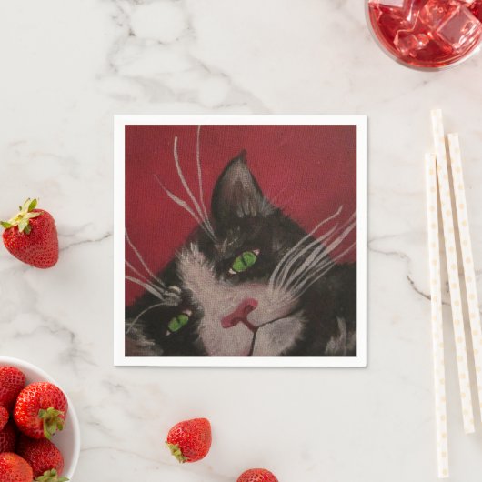 Katze auf roter Serviette (Beispiel)