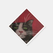 Katze auf roter Serviette (Ecke)