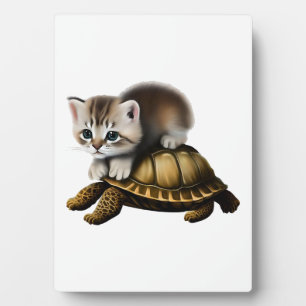 Katze auf Schildkröte Fotoplatte