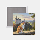Katze auf Schloss Neuschwanstein Deutschland Magnet (Vorderseite/Rückseite)