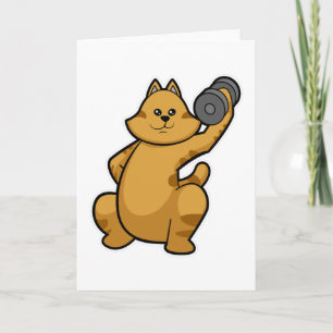 Katze auf Schulter Training mit Kurzhantel Karte