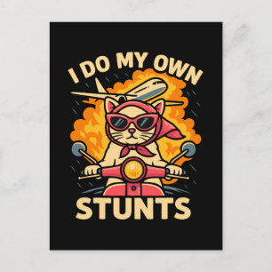 Katze auf Scooter - Ich mache meine eigenen Stunts Feiertagspostkarte