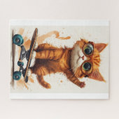 Katze auf Skateboard Puzzle (Horizontal)