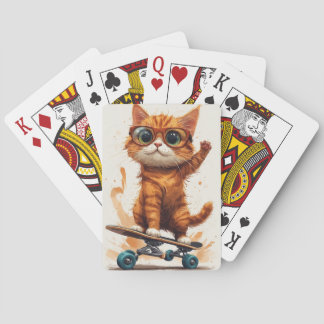 Katze auf Skateboard Spielkarten