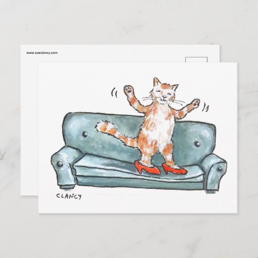 Katze auf Sofa Feiertagspostkarte (Vorne/Hinten)