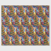 Katze auf Sofa Stehend, um Weihnachtsbaum zu dekor Geschenkpapier (Flach)