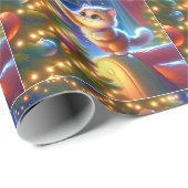 Katze auf Sofa Stehend, um Weihnachtsbaum zu dekor Geschenkpapier (Rolleneckpunkt)