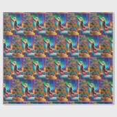 Katze auf Sofa Stehend, um Weihnachtsbaum zu dekor Geschenkpapier (Flach)