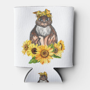 Katze Auf Sonnenblumen Hippie Shirt Niedliche Katz Dosenkühler