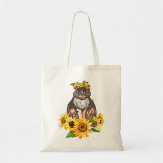 Katze Auf Sonnenblumen Hippie Shirt Niedliche Katz Tragetasche