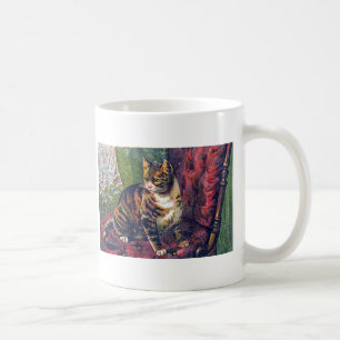 Katze auf Stuhl Kaffeetasse