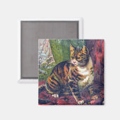 Katze auf Stuhl Magnet (Vorderseite/Rückseite)