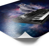 Katze auf Synthesizer im Weltraum Fotodruck (Ecke)