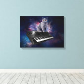 Katze auf Synthesizer im Weltraum Leinwanddruck (Insitu (Holzboden))