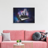 Katze auf Synthesizer im Weltraum Leinwanddruck (Insitu (Wohnzimmer))