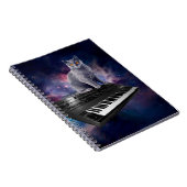 Katze auf Synthesizer im Weltraum Notizblock (Rechte Seite)