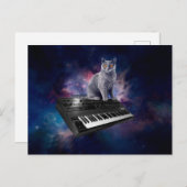 Katze auf Synthesizer im Weltraum Postkarte (Vorne/Hinten)