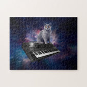 Katze auf Synthesizer im Weltraum Puzzle (Horizontal)