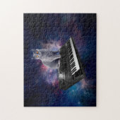 Katze auf Synthesizer im Weltraum Puzzle (Vertikal)