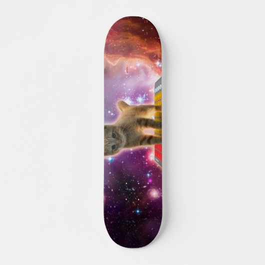 Katze auf Synthesizern im Weltraum Skateboard (Vorne)