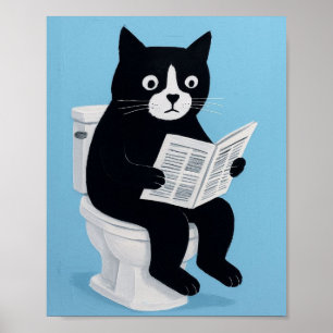 Katze auf Toilette Badezimmer Wandkunst Poster